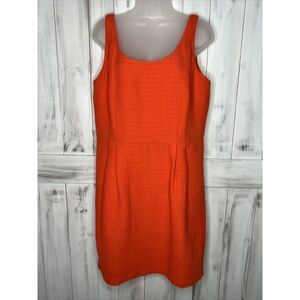 ANN TAYLOR SLEEVELESS ORANGE TEXTURED KNIT SHIFT DRESS KNEE LENGTH LINED 12